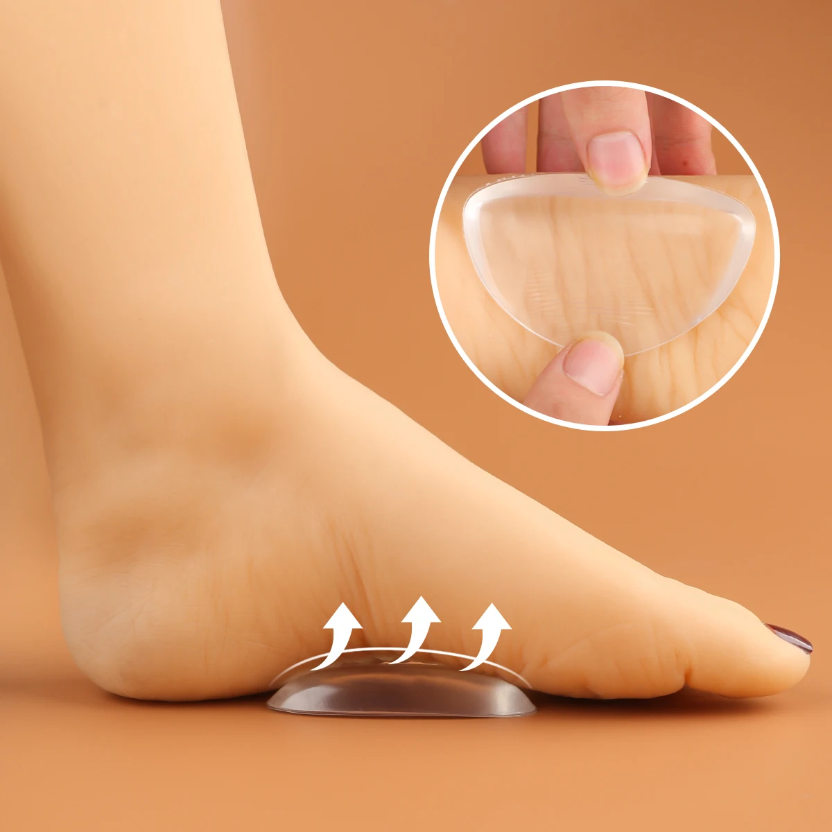 1pairs/lot Clear Silicone Gel Arch Support Shoe Inserts Foot Wedge Cushion Pads Pain Relief Flat Feet Insoles for Women