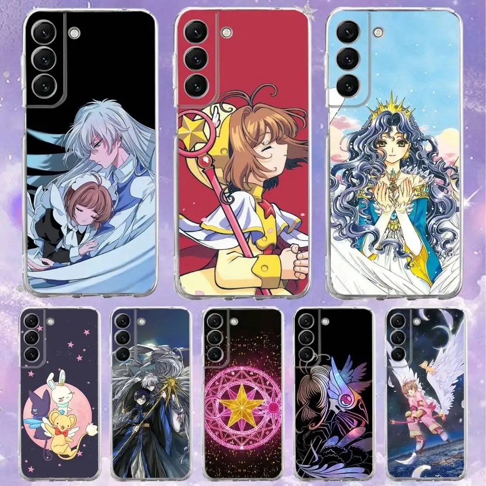 

Card C-Captor Sakura Phone Case For Samsung S24,30,21,22,23,20 FE,lite,PIus,Ultra,5G,Note,9,10 Transparent Cover