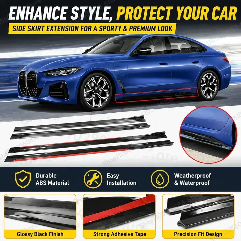 For BMW i4 F32 F33 F36 4 Series 420i 430i 440i 2M Car Side Skirt Extension Lip Kit Bumper Separator Racing Spoiler