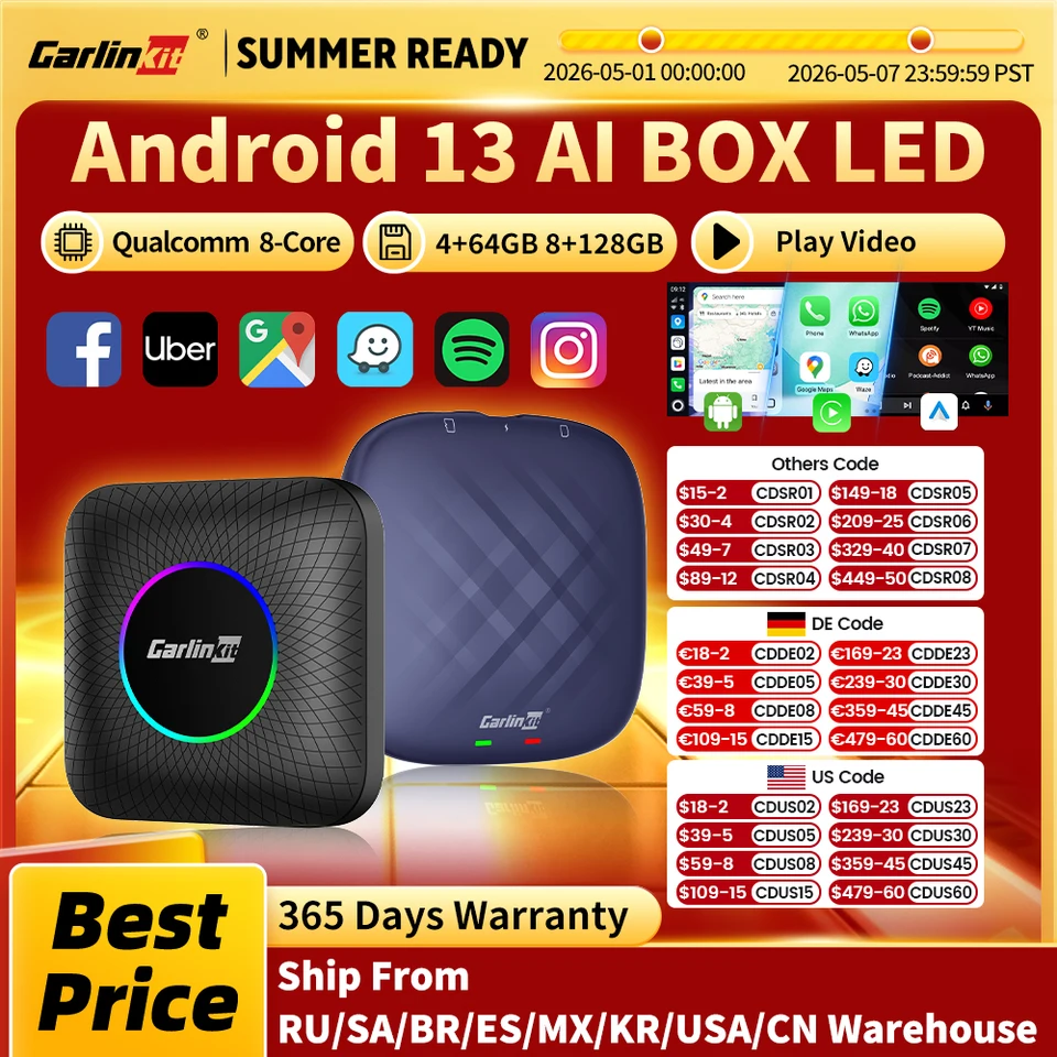 CarlinKit フルAndroid AIボックス 2026 CarlinKit CarPlay AI Box Android 13.0 SM6225 8-Cores Android