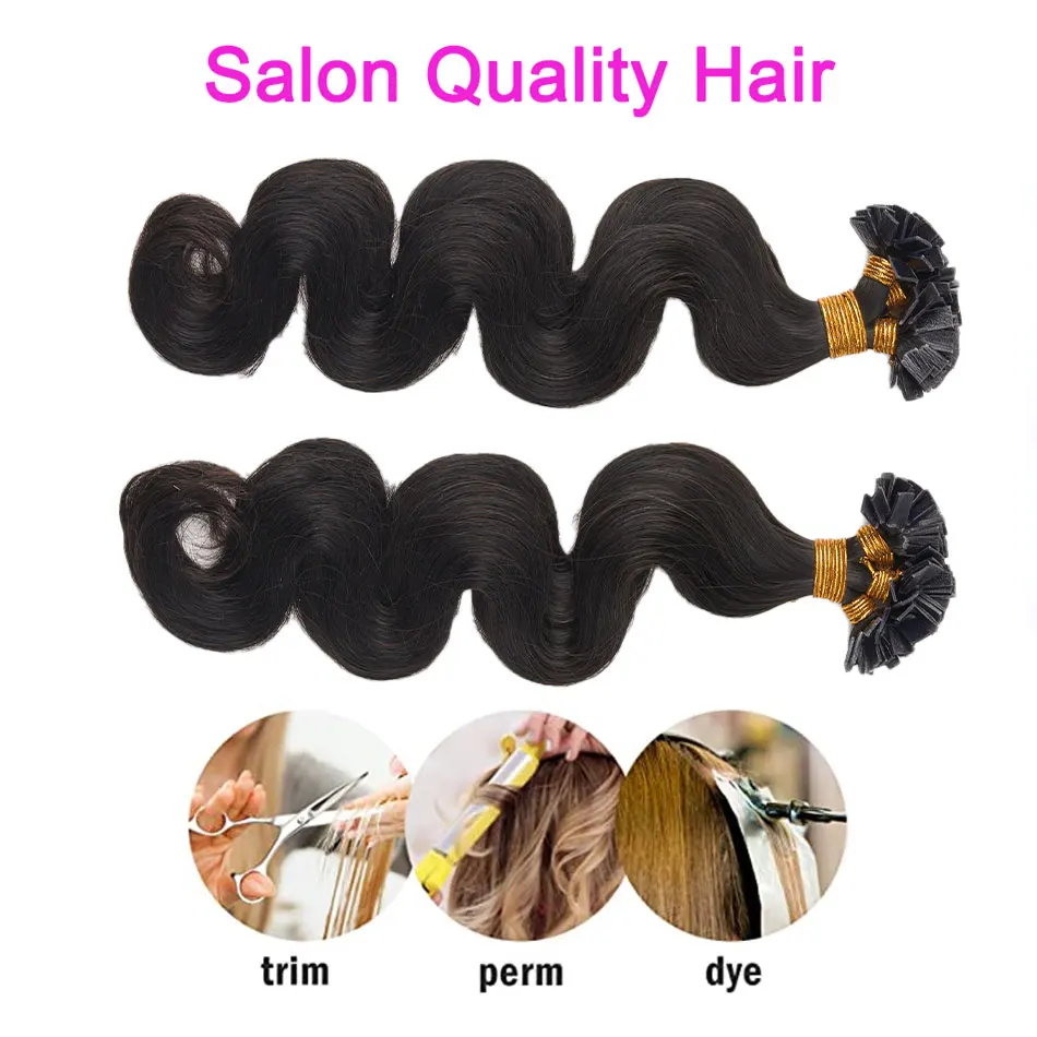 OCGK الجسم موجة مسمار طرف مسطح وصلات شعر شعر الإنسان البني طرف مسطح الكيراتين وصلات شعر Balayage لصالون 12-26 بوصة #4