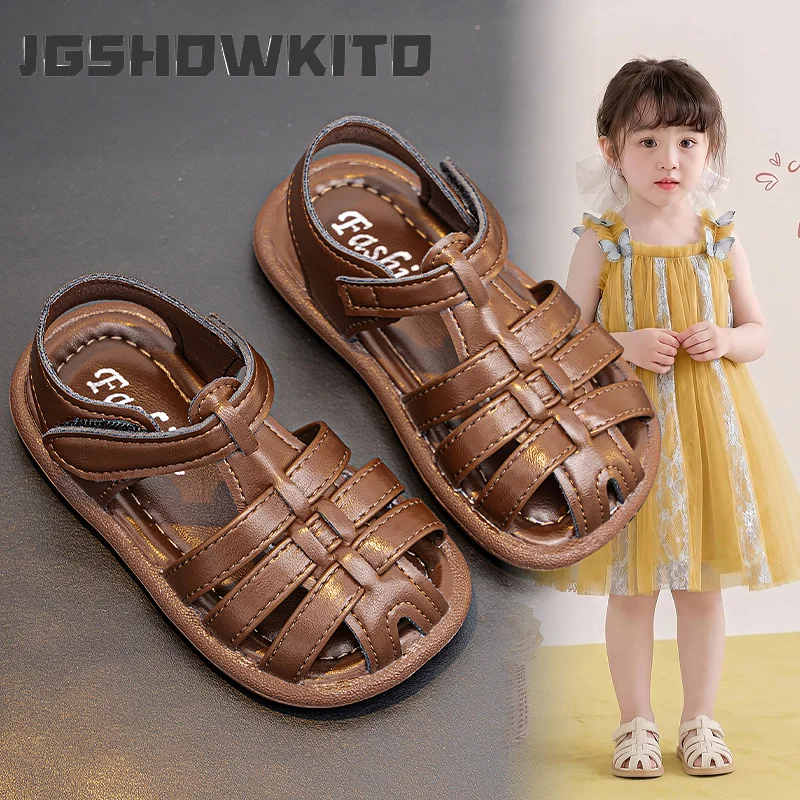 JGSHOWKITO Toddlers Boys Kids Sandals Infants Summer Beach Shoes Cut-outs Toe-covered Breathable Woven Style Classic Fashion New