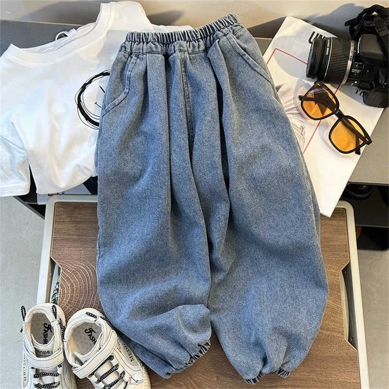 Pantaloni jeans per ragazze pantaloni lunghi cotone 2024 morbido primavera autunno pantaloni per bambini per bambini capispalla per adolescenti abbigliamento per bambini