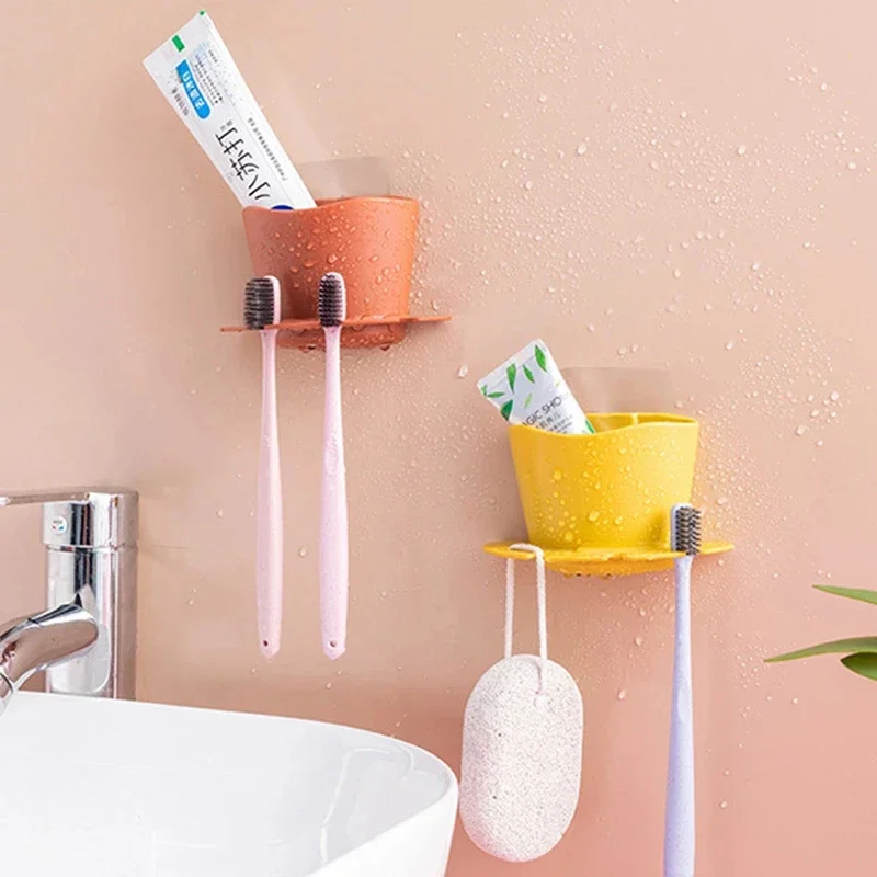 Plastic Toothbrush Holder Toothpaste Storage Rack Shaver Tooth Brush Dispenser Bathroom Organizer Accessories Set Tools