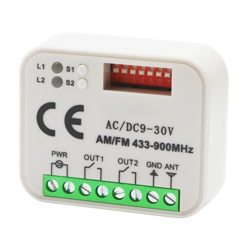 Remote Control Switch Receiver 433MHz 868MHz 390 MHz Frequency Receiver AC/DC 9-30V 433-900MHz For Garage Gate Door