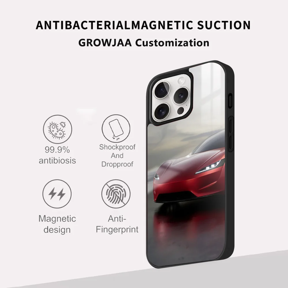 New energy electric T-Teslaes Car Magsafe Phone Case For iPhone 15 14 13 12 11 Pro Max Plus Mini Mirror Magnetic Cover Funda image 2