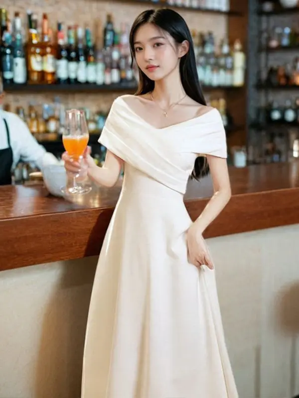 

Белое одноразовое платье Ele для свадебных вечеринок на помолвку, лето 2023, юбка трапециевидной формы, длинное платье ort Sve