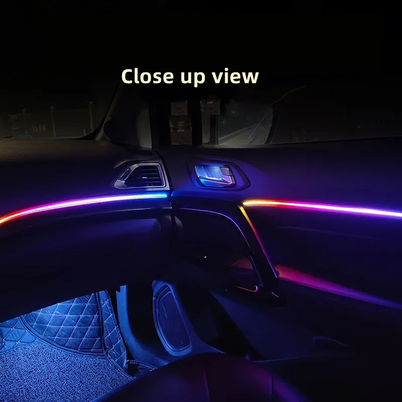 18 in 1 Full Color Streamer Car Ambient Lights RGB 64 Color Universal LED Interior Hidden Acrylic Strip Symphony Atmosphere Lamp