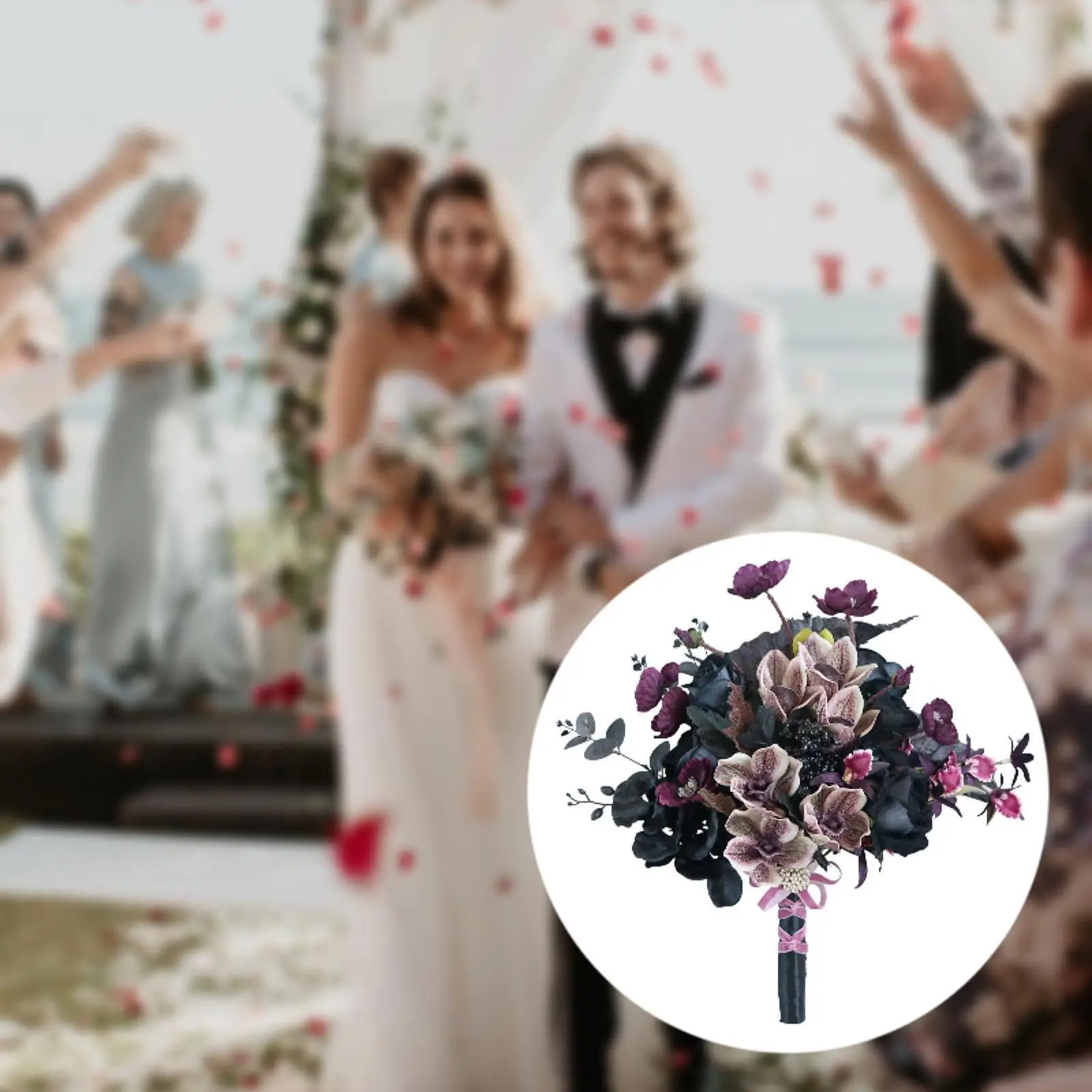 Wedding Bouquet for Bride Gothic Artificial Flowers 17.7" Decorative Bridal