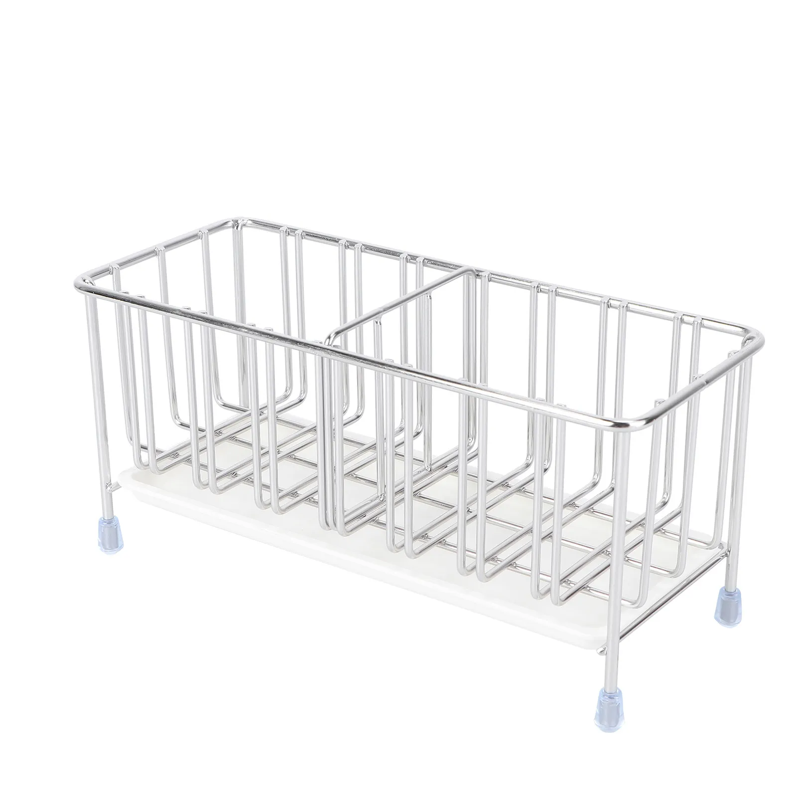 

1pc Stainless Steel Kitchen Storage Rack Drainage Design Large Capacity Space Saving Multi-Function Sink Shelf For Utensils