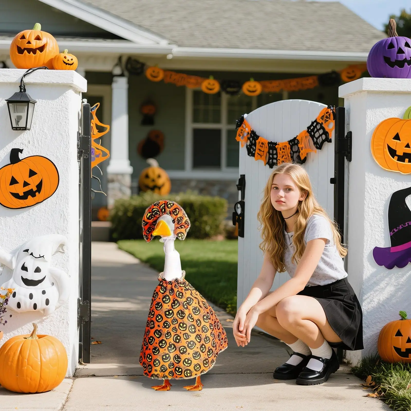 Halloween Porch Goose Outfits,23 Inch Porch Goose Clothes Outdoor courtyard decoration for Halloween