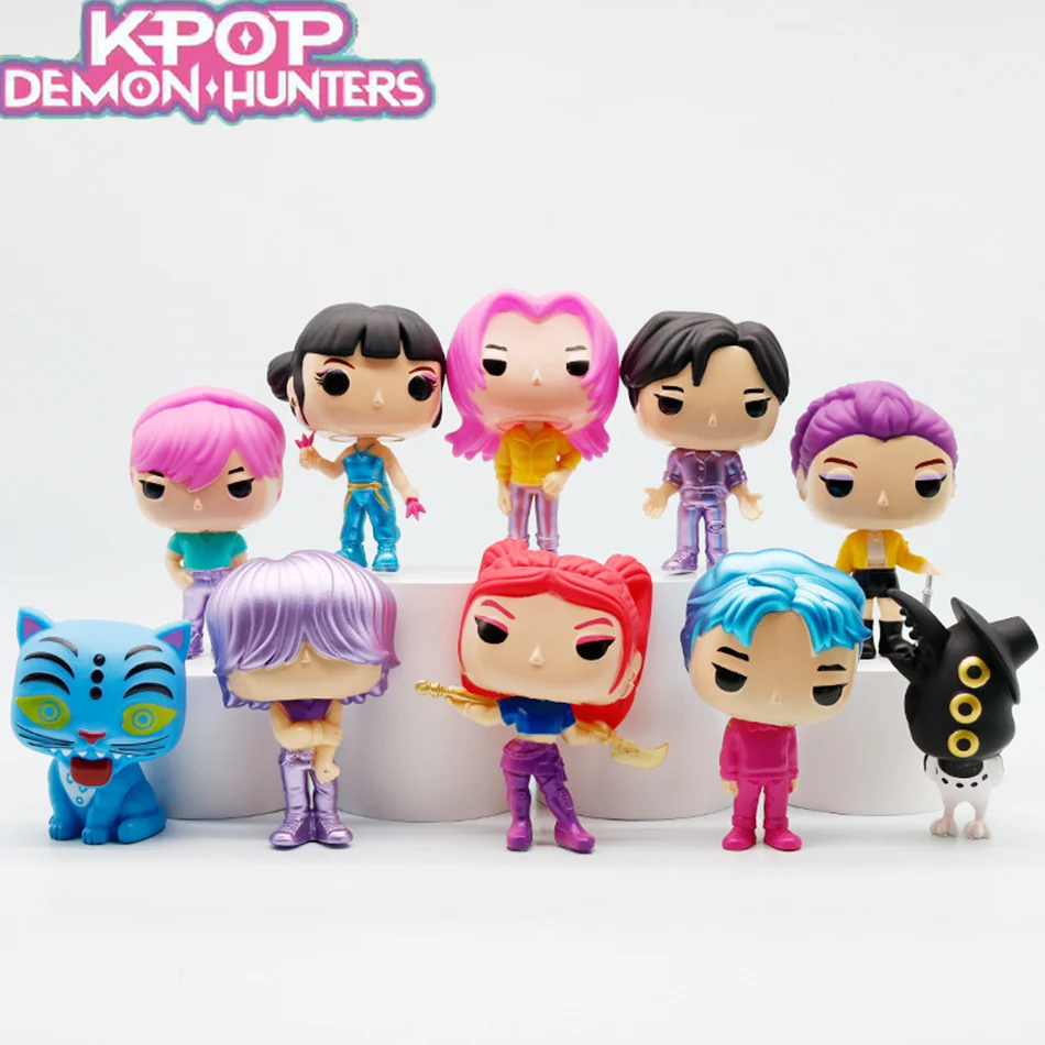 10PC Kpop Demon Hunters Figure K Pop Demon Hunters Figures Huntrix Figures Toy Derpys Tiger Rumi Mira Zoey Sussy Figurine Gift ﻿