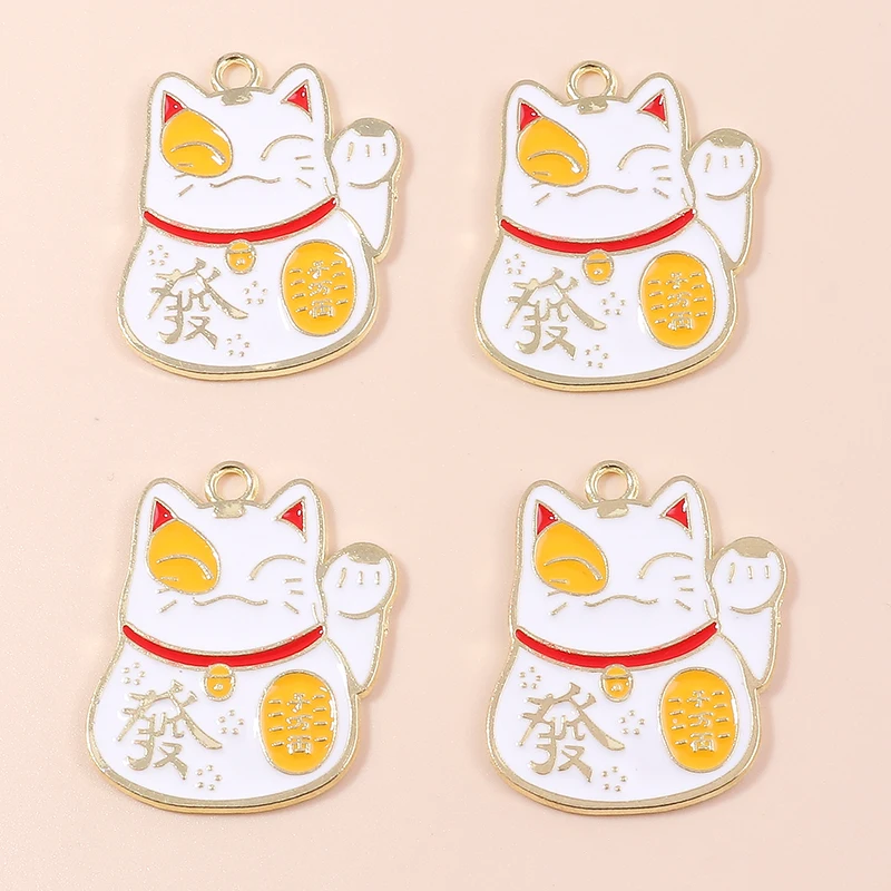 10 stücke Schöne Chinesische Glückliche Katze Charms für Schmuck Handgemachte DIY Niedlichen Tier Charms Anhänger Halsketten Ohrringe Zubehör – Detail 13