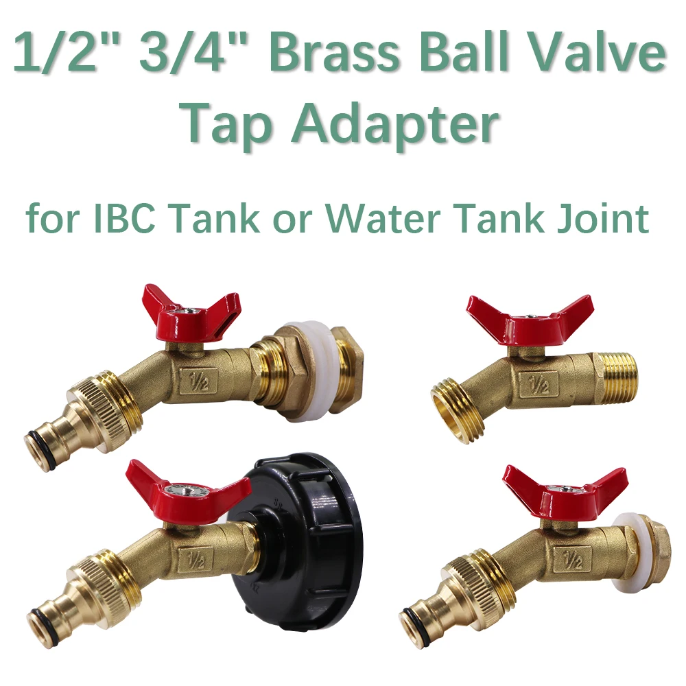 16mm Brass Ball Valve Tap Adapter with IBC Water Tank Joint Fittings Garden Irrigation Watering Accessories Switch Tool Shut Off