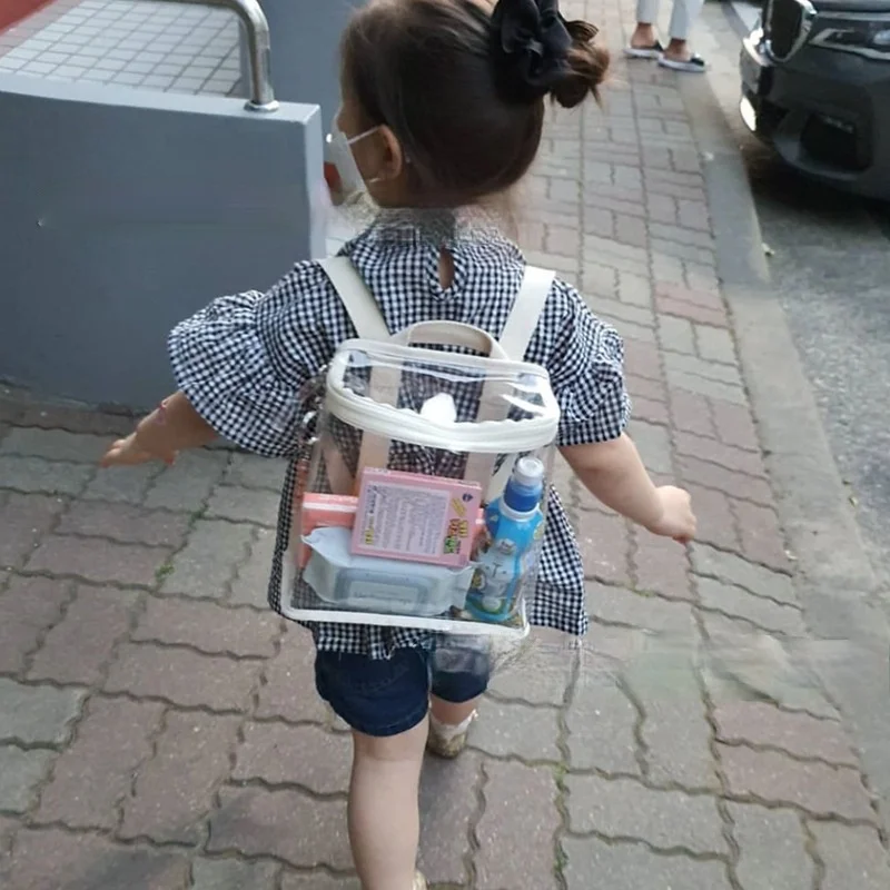 Cute PVC School Book Bags for Kids New Style Children Mini Backpack Girl Boy Clear School Backpack Baby Beach Bag Travel Bag