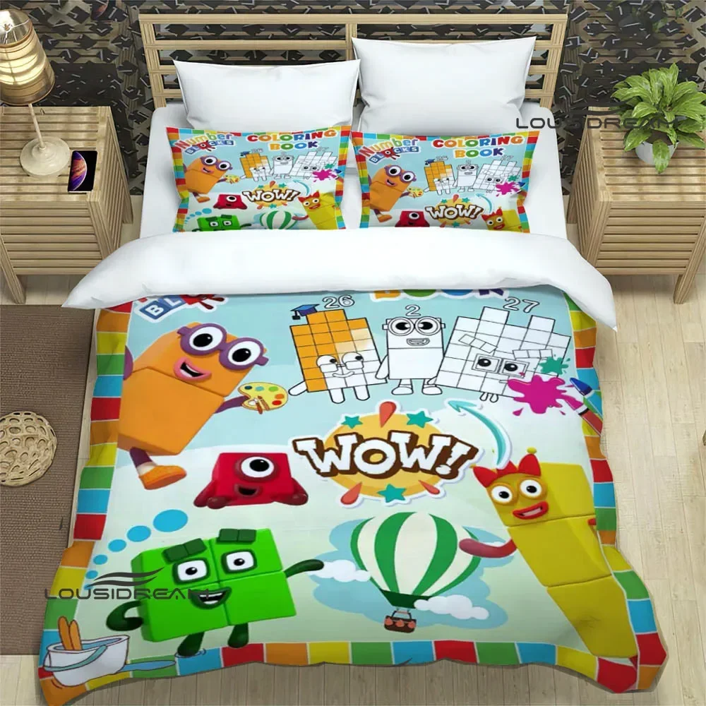 N-Number-Blocks cartoon print Bedding Sets exquisite supplies set duvet cover bed comforter set bedding set luxury birthday gift