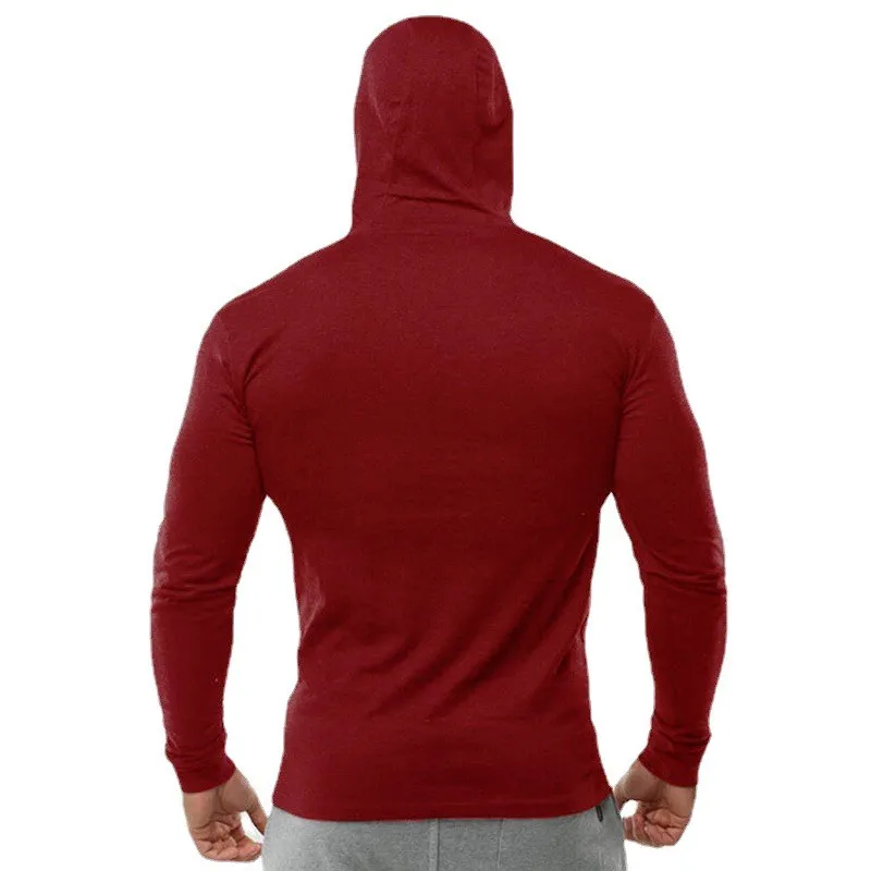 Mens Bodybuilding Fitness Letter Printed Cotton Slim Fit Autumn Fashion Breathable Workout Gym Sports Hooded Sweatshirts