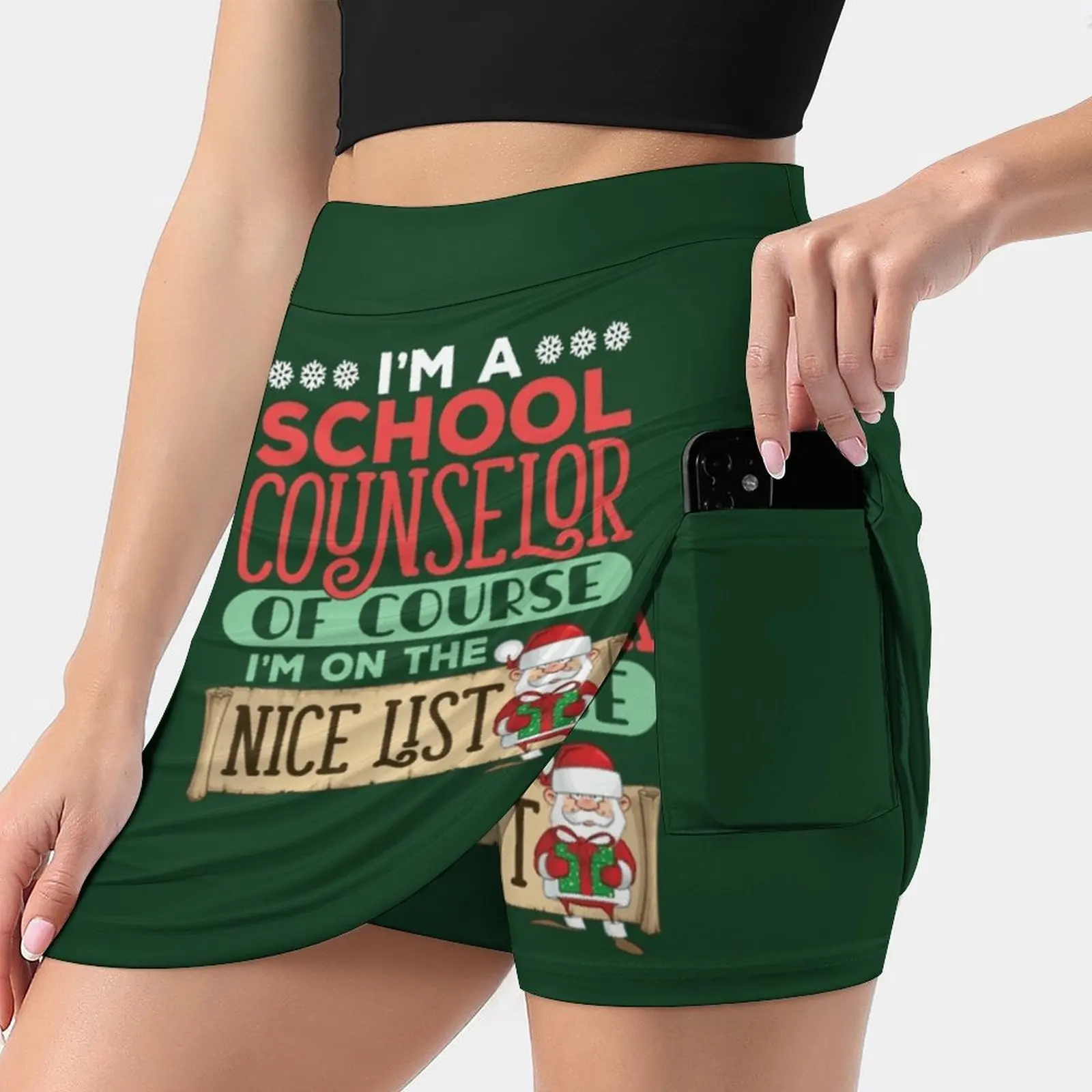 School Counselor Christmas Nice List Quote Skirts Woman Fashion 2022 Pant Skirt Mini Skirts Office Short Skirt School Counselor