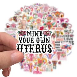 Aesthetic Flower Uterus Feminism Stickers for iPad, Laptop, Skateboard, Motivational Sticker Pack, Scrapbooking Supplies, 50Pcs