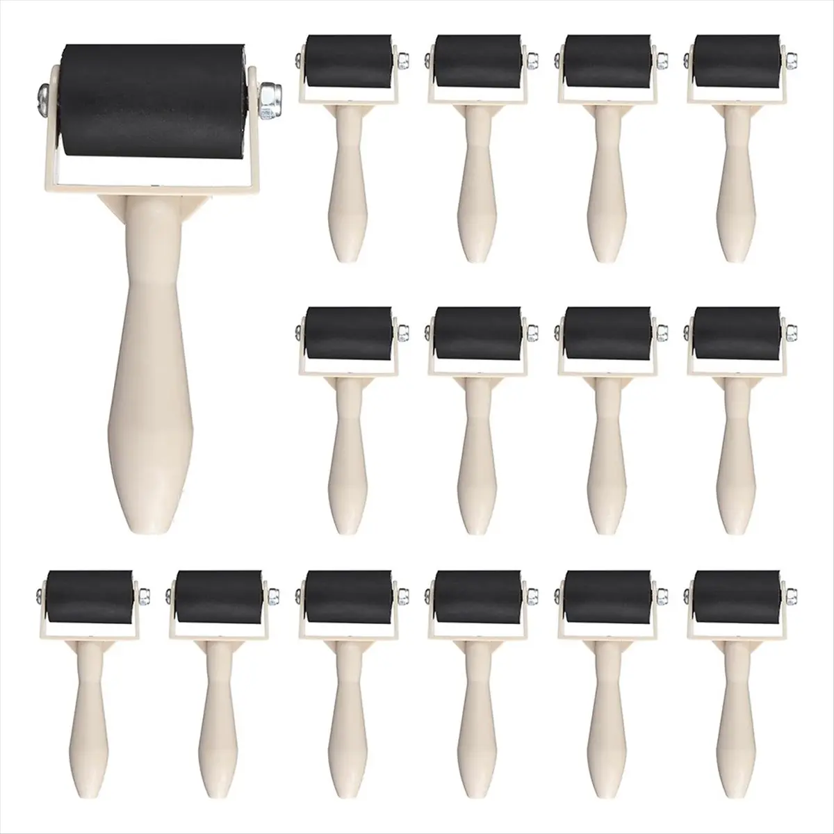 A20I 15 Pcs Rubber Brayer Roller Bulk, Small Printmaking Brayer Rollers Versatile Plastic Relief Printing Roller