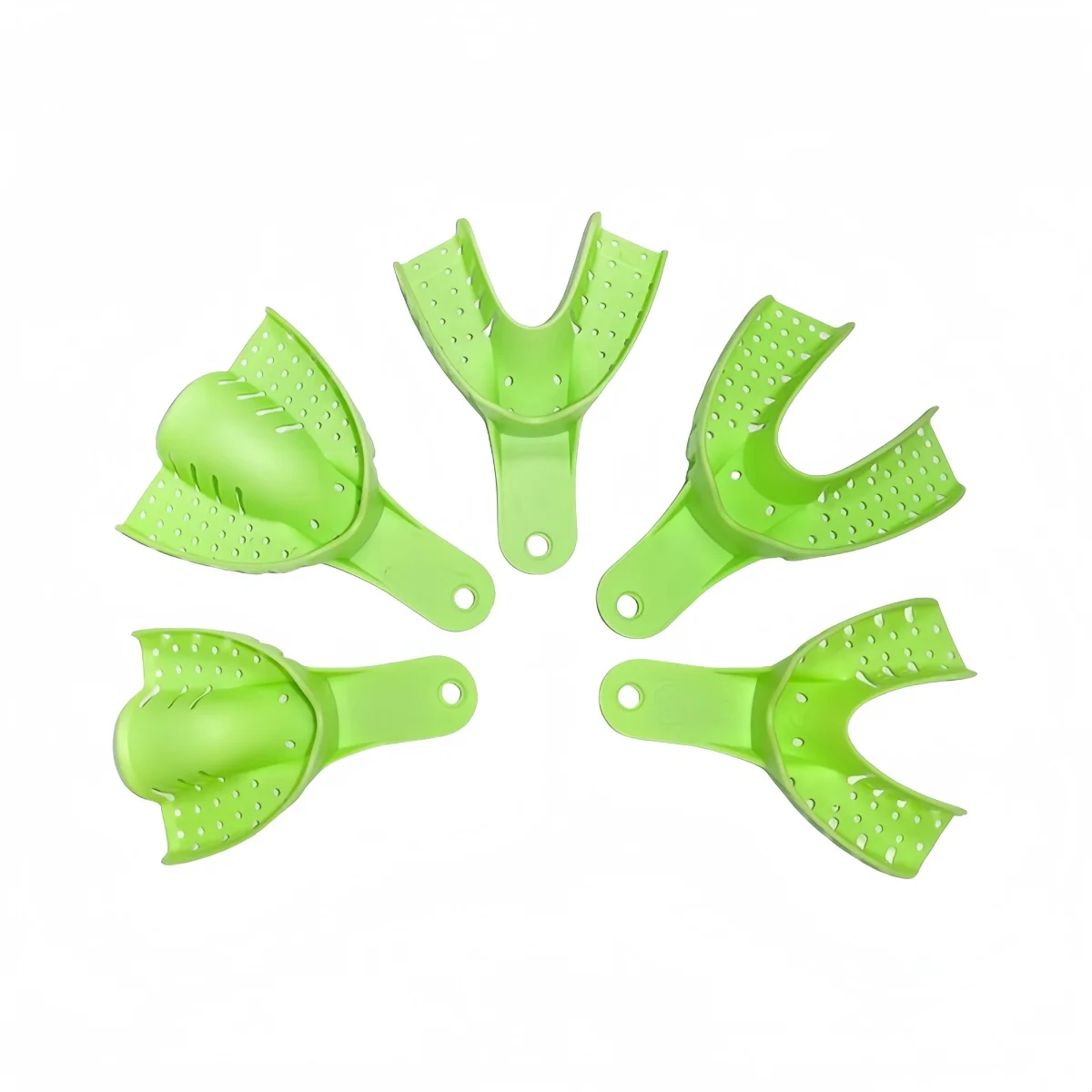 10 قطعة/المجموعة/مجموعة صواني انطباع بلاستيكية للأسنان قابلة للتعقيم بالحجم الكامل أدوات مختبر خضراء قابلة للتعقيم مستلزمات طبيب الأسنان #2