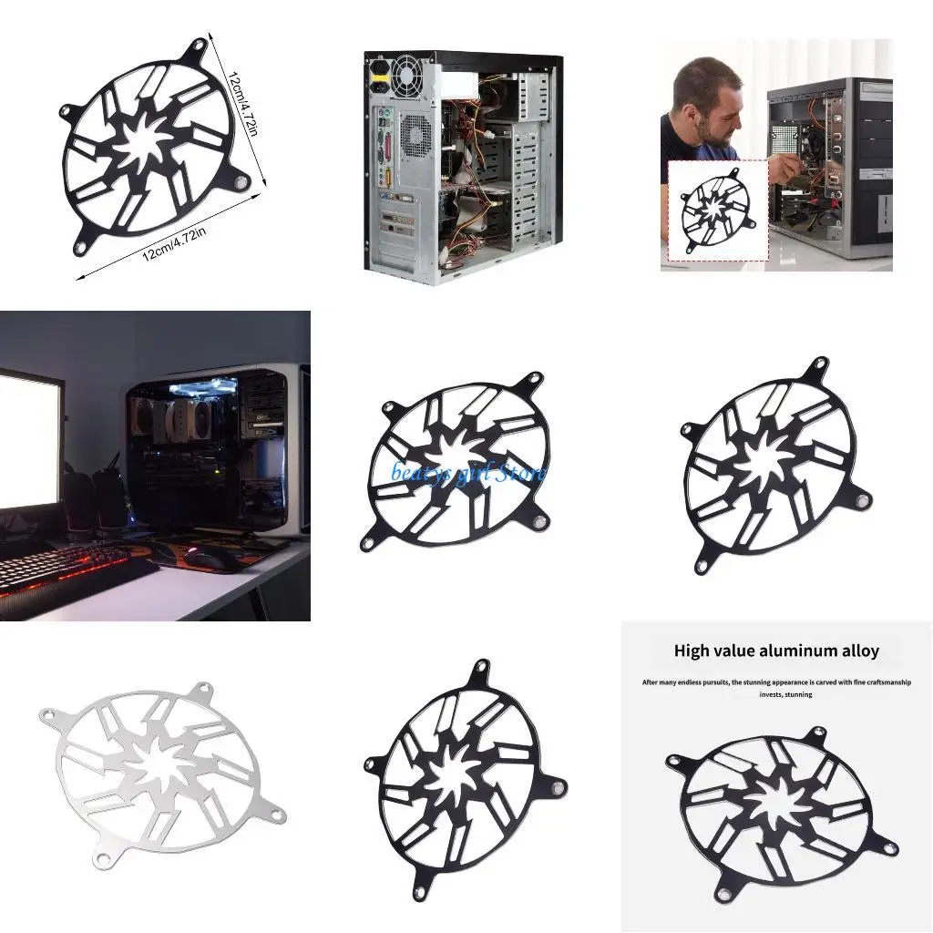 

C7AB Aluminum Computer Fan Dustproof Cover Cooling Fan Cover Heat Dissipation