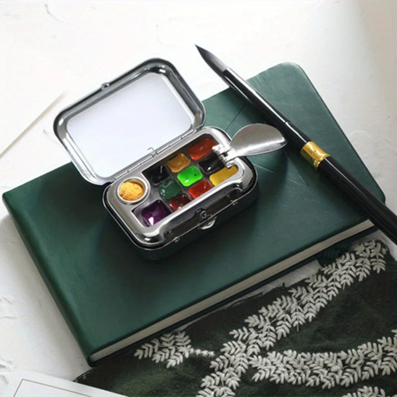 Reise-Aquarellfarben-Set Mini Tragbare Farbbox Aquarellfarben-Spender-Set Waschtopf Zeichenbuch Wasserstift – Detail 12