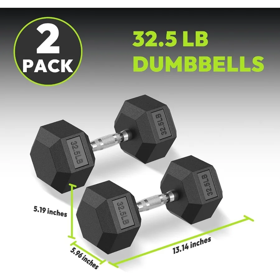 مجموعة الدمبل السداسية 2.5400 رطل المطاط المغلفة ممارسة اللياقة البدنية الدمبل الأوزان مجموعة من 2 وزن اليد لتدريب القوة