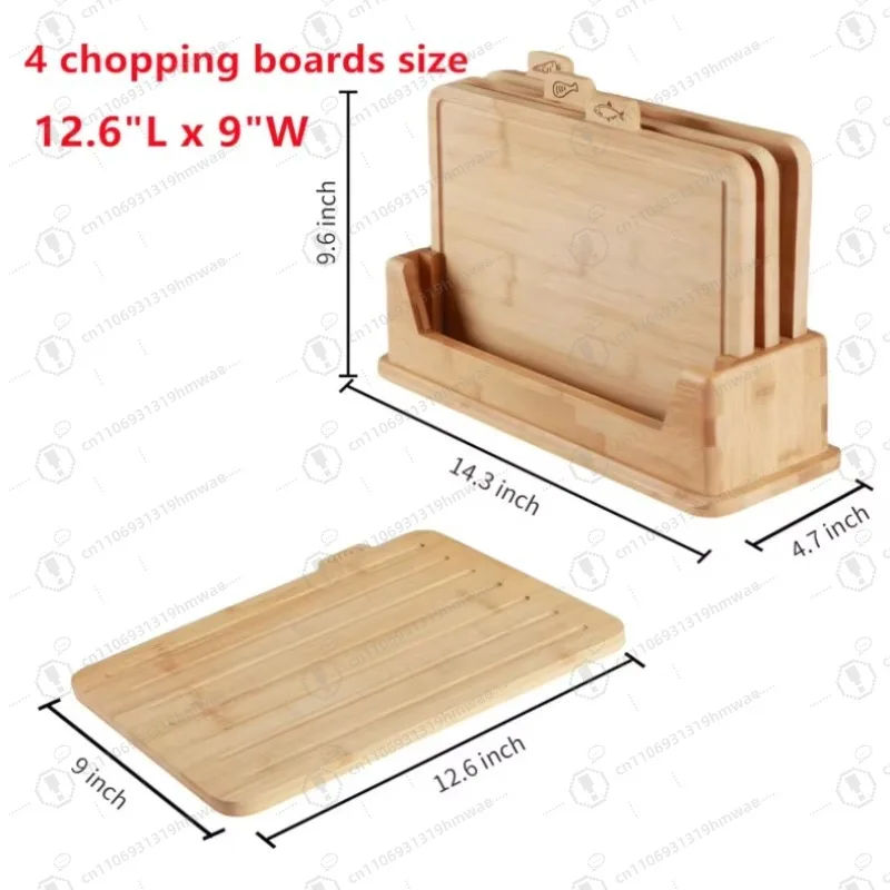 Handmade bamboo and wood board set food icon, fruit bread cutting board, with juice groove