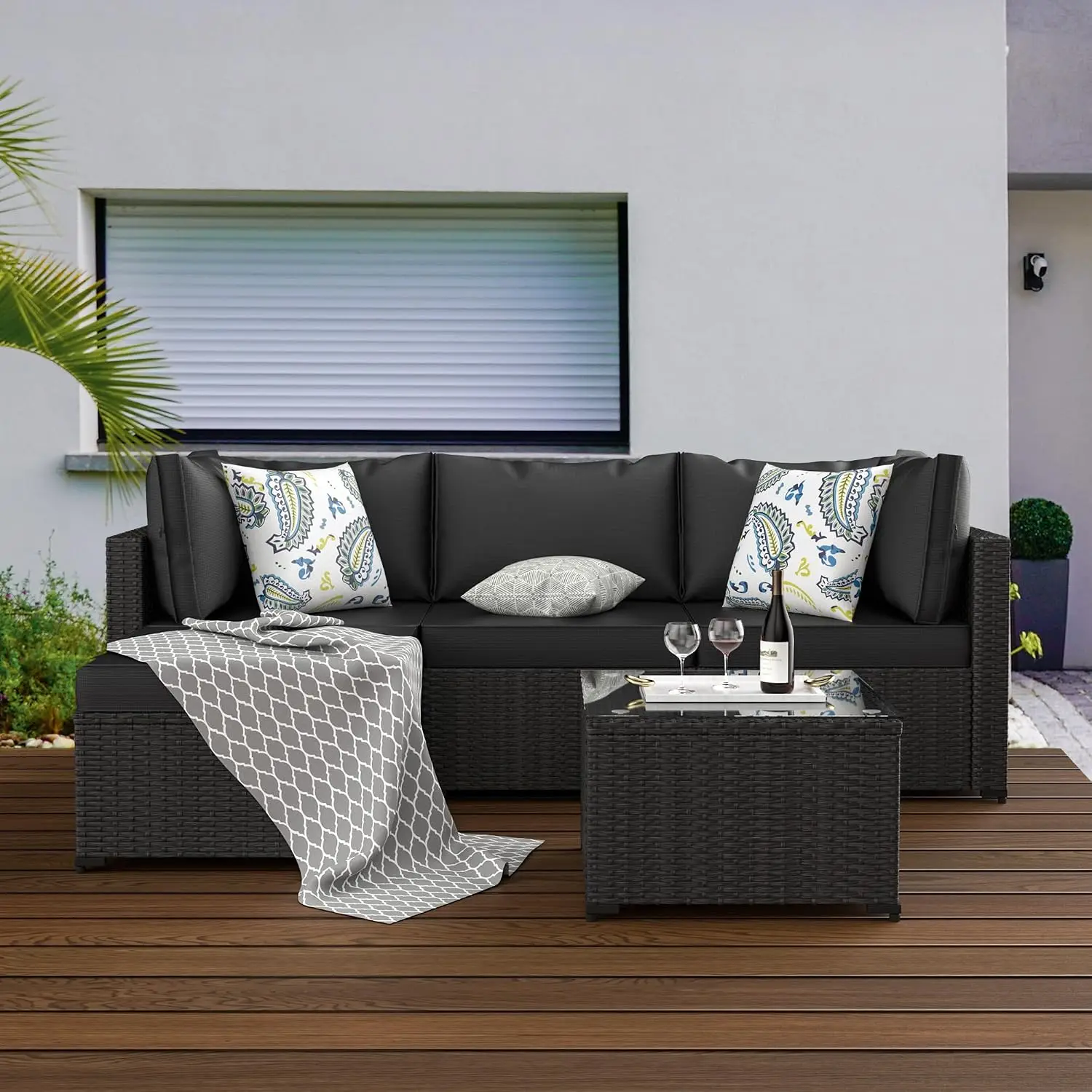 Patio Patio Wicker Sectional Sofa Ottoman Modular Outdoor Seating Set Backyard Balcony Garden Furniture, Customized - Aliexpress Deal