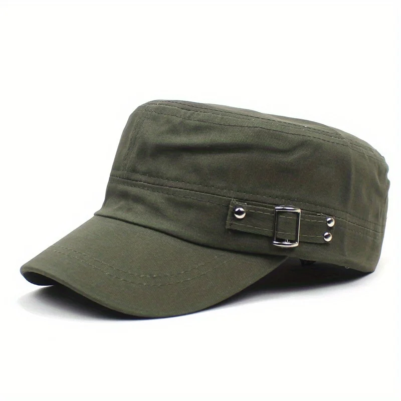 

Vintage Military Denim Baseball Cap Flat Top Adjustable Army Cadet Hat Breathable Unisex Cap for Spring Summer