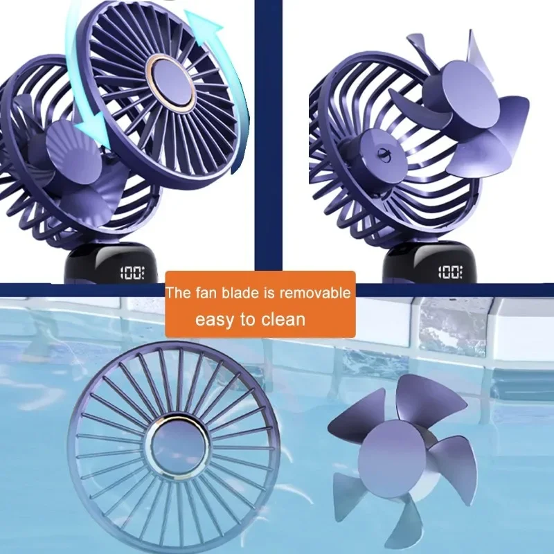 Small Cooler Mini Fan Foldable Handle Fan Adjuster Portable Mobile Phone Holder Battery Display Dedicated To Summer Home Desk view 3