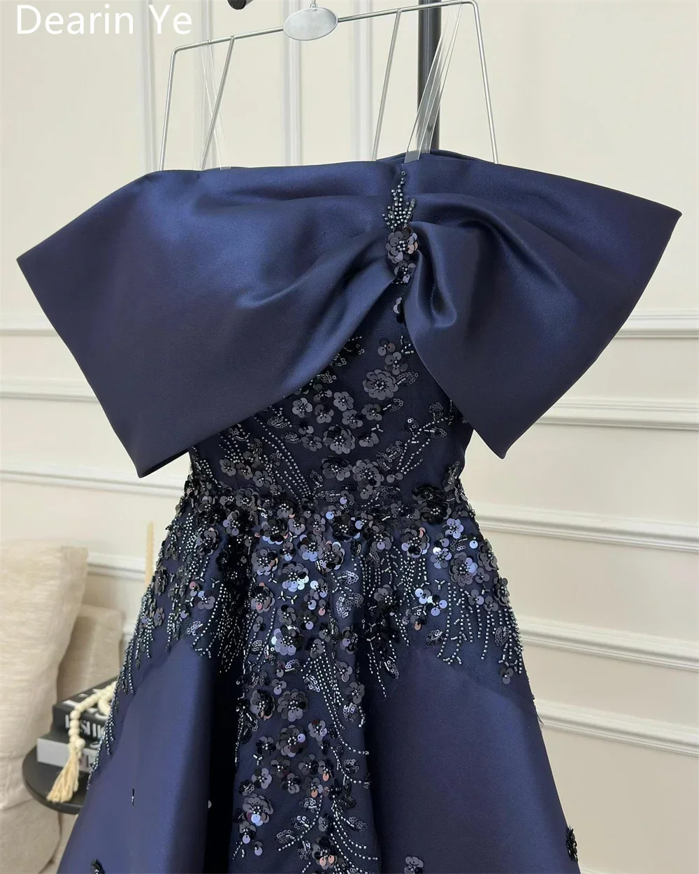 Customized Saudi Arabia Formal Dress Dearin Spaghetti Strap A-line Floor Length Skirts Bows Draped Fold Bespoke Occasion Dresses