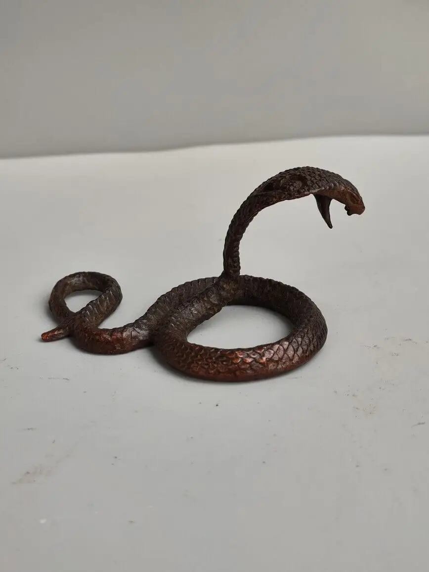 

Chinese Old Antique Bronze Snake Zodiac Snake Statue Netsuke