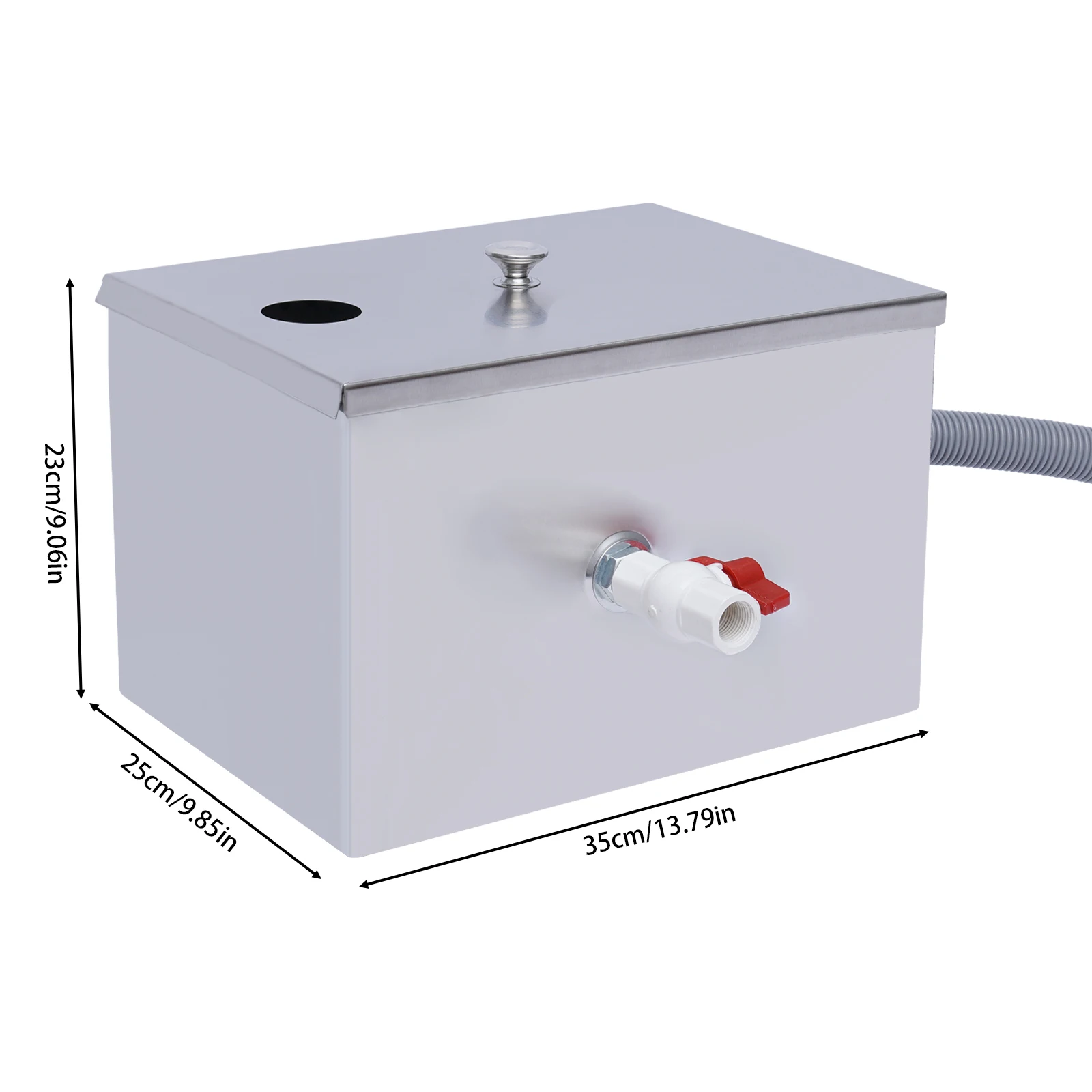معترض الشحوم التجاري من الفولاذ المقاوم للصدأ سعة 18 لترًا، مصيدة شحم تحت المغسلة، مع مدخل مياه جانبي للمطبخ #5