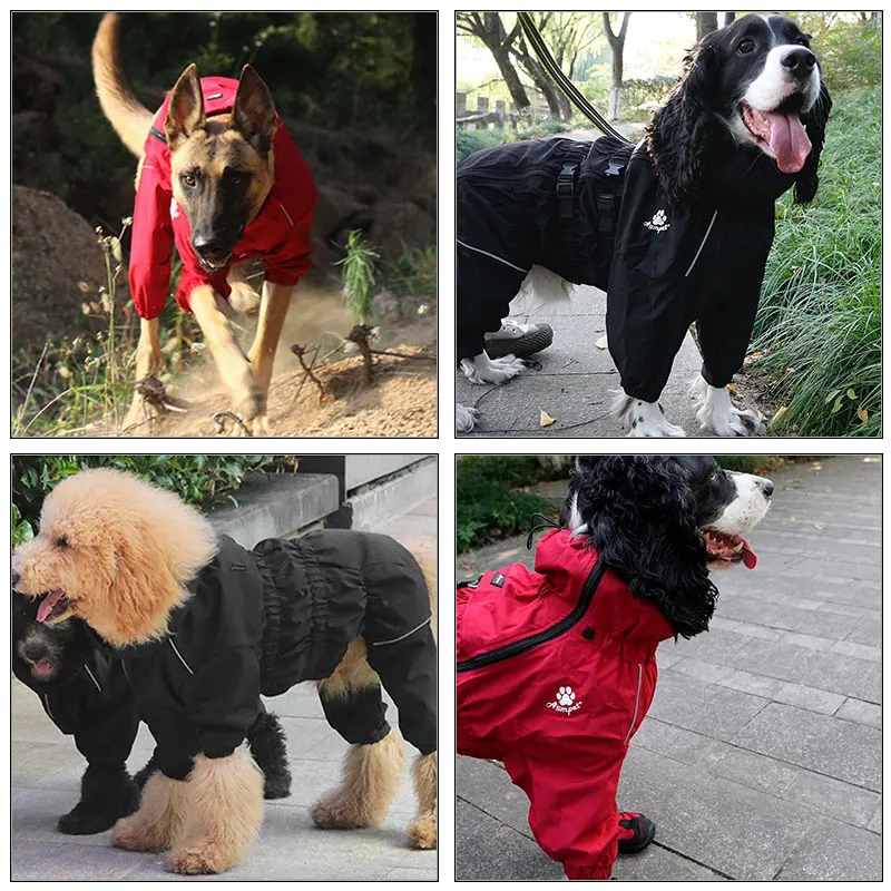 Waterproof Raincoat Pet Dog Outdoor Jacket Clothes Winter Warm Coat Big Jumpsuit Reflective Raincoat For Small Medium Large Dogs