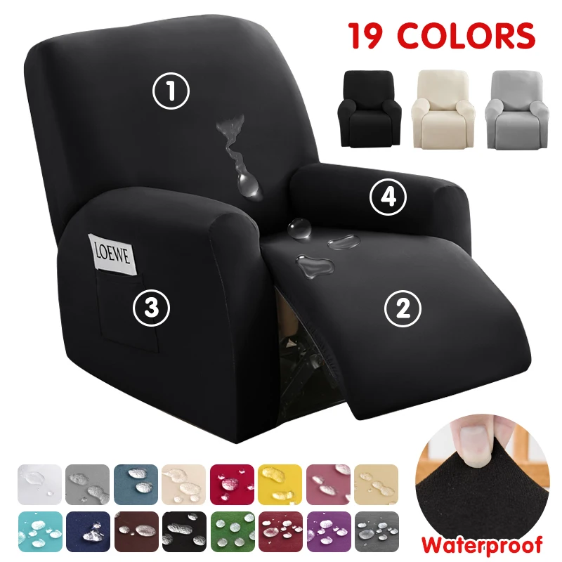 Funda de sofá reclinable impermeable, fundas elásticas para sofá, funda para silla reclinable, Protector de muebles suave y lavable con bolsillos, 1 ud.