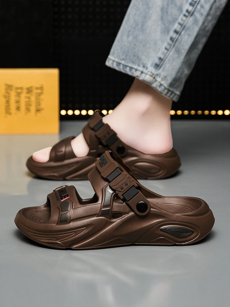 

Men's Summer Anti-Slip Wear-Resistant Two-Way Casual Sandals Lightweight Thick-Heeled Beach Shoes for Driving And Sports