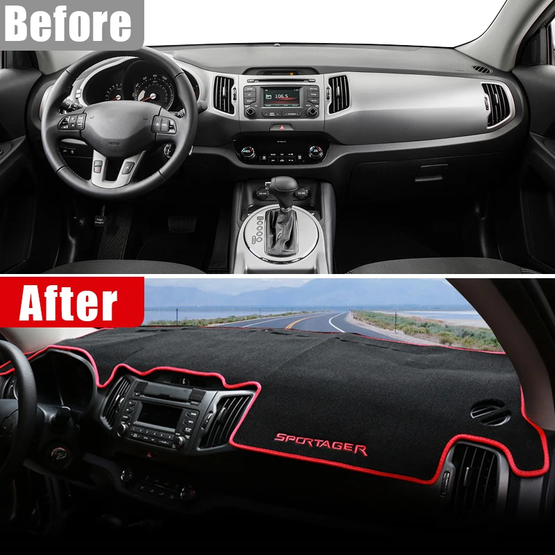 Car Dashboard Cover Avoid Light Pads Instrument Panel Anti-UV Carpets Accessories For Kia Sportage 3 R 2011 2012 2013 2014 2015