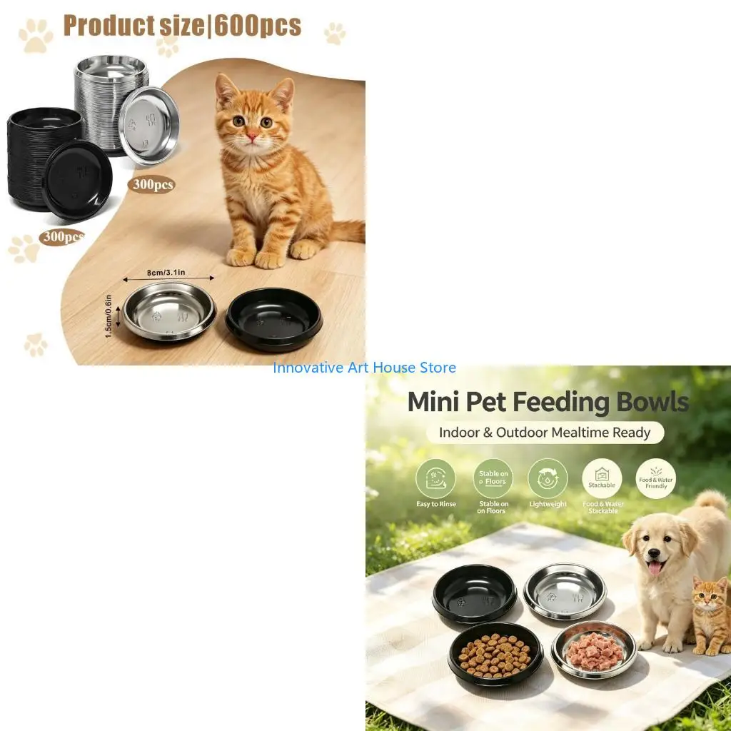 E1PC Feeding Dishes for Small Dogs, PET Bowls with a Shallow for Regular Daily and Water Service During Meals