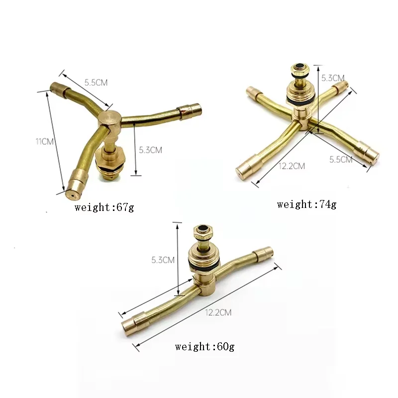 Automatic 360 Degree Rotating Copper Sprinkler Head 4-Point Lawn Garden Watering System with Fog Feature Pure 4-Fork Design