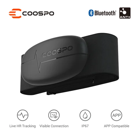 CooSpo H6 NOVO sensor de frequência cardíaca IP67 Strap Bluetooth 4.0 ANT + Sensor de frequência cardíaca APP COMPATÍVEL para sensor esportivo Garmin Wahoo