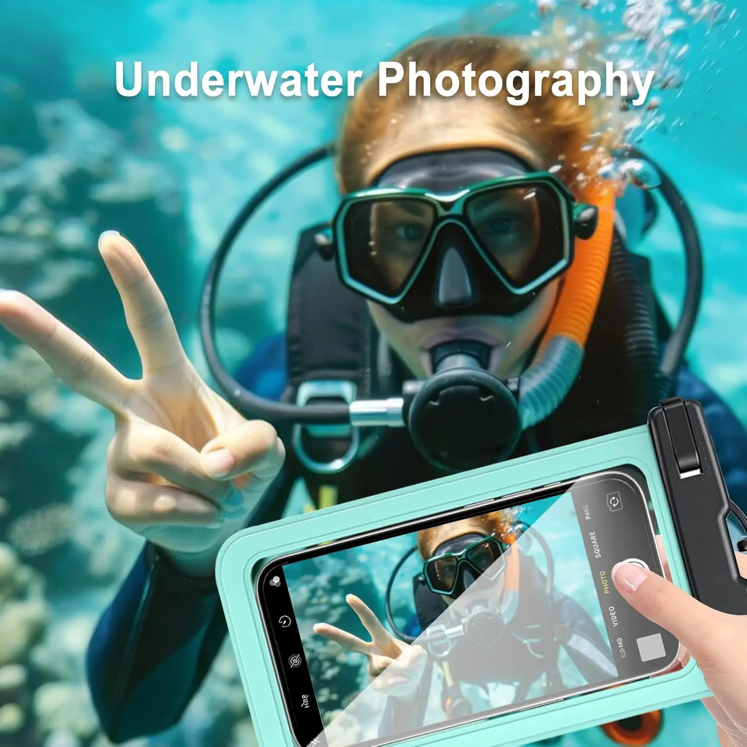 PVC Waterproof Phone Pouch with Neck Strap, Sensitive Touch Screen Cell Phone Bag for Swimming Drifting Events view 5