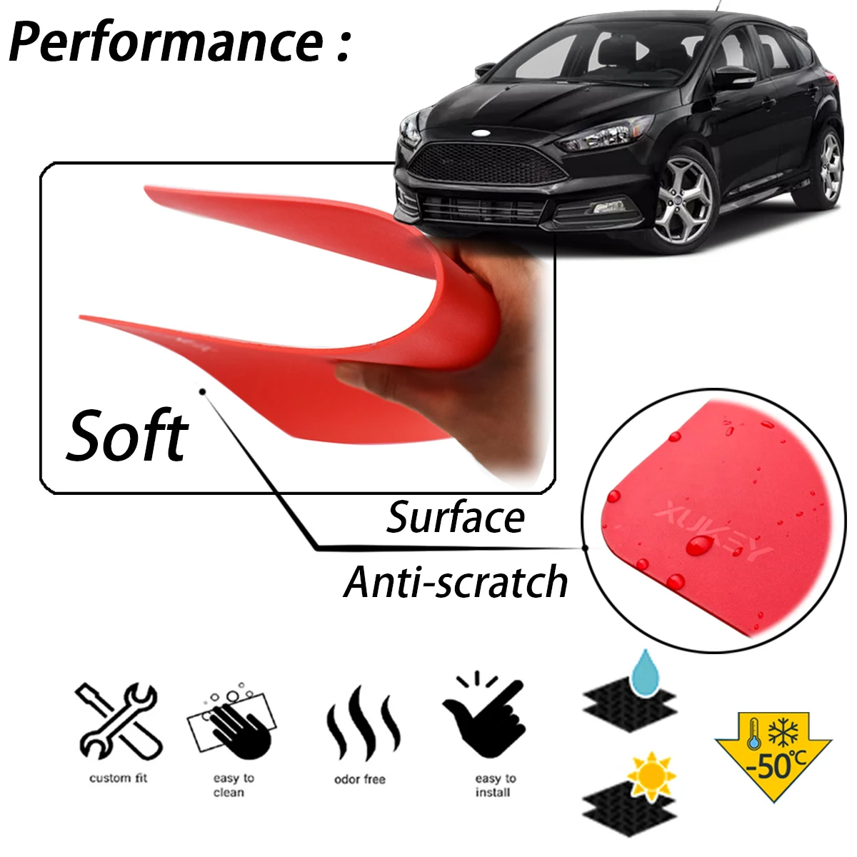 For Focus ST RS SE Mk2 MK3 Mk3.5 MK4 2 3 4 ST170 ST225 ST250 Set Red Mud Flaps Mudflaps Splash Guards Mudguards Fender Flares