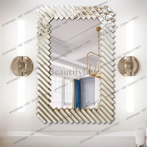 Modern American light luxury bathroom mirror wall-mounted glass bathroom mirror