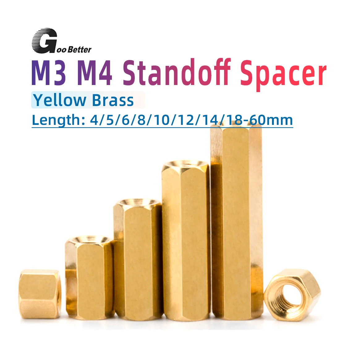 

10pcs M3 M4 Hex Female to Female Brass Standoff Spacer Hexagonal Stud Spacer Hollow Pillars for PCB Board Motherboard