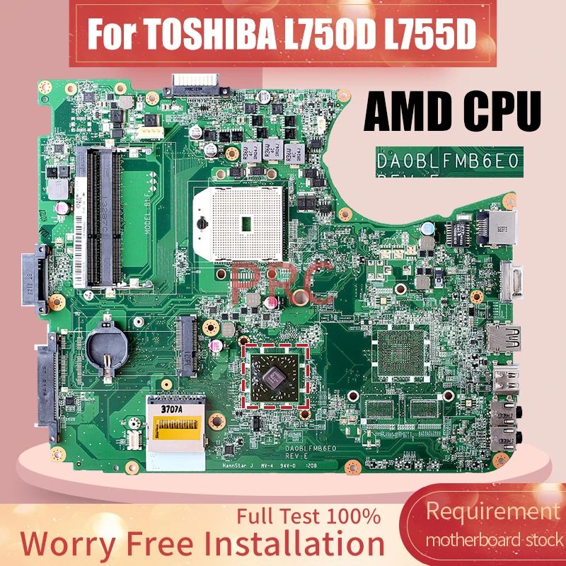 

Материнская плата DA0BLFMB6E0 для ноутбука TOSHIBA L750D L755D, процессор AMD A000081230, материнская плата для ноутбука