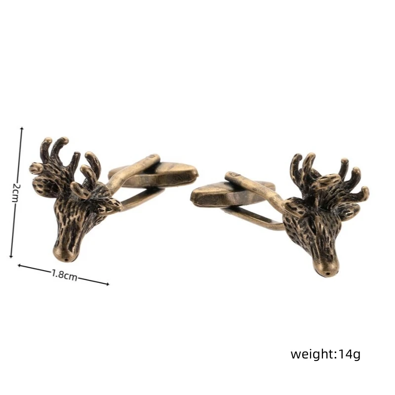 DY High quality brass material back to ancient design deer head Cufflinks Men\'s French shirt Cufflink wholesale Jewelry