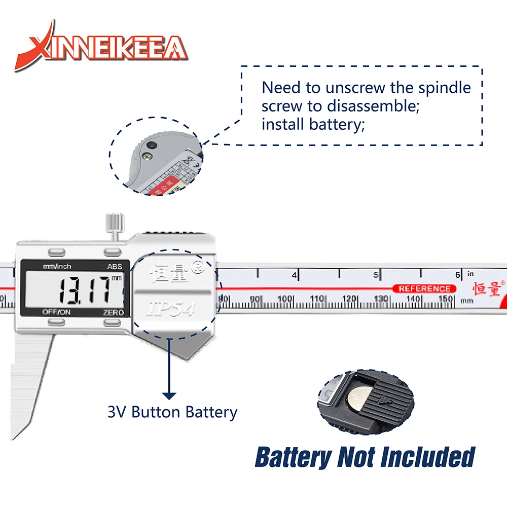 0-150mm Keyway Symmetry Digital Caliper Shaft Groove Symmetry Spline Shaft Center Measurement Electronic Caliper