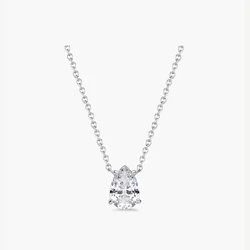 1 Ct Pear IGI Lab Created Grown Diamond CVD HPHT Pendant Necklace 14K White Gold DEF VS-VVS 18 inch